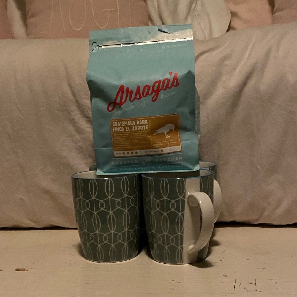 4 Better Homes Coffee Mugs with Arsaga's Whole Bean Coffee